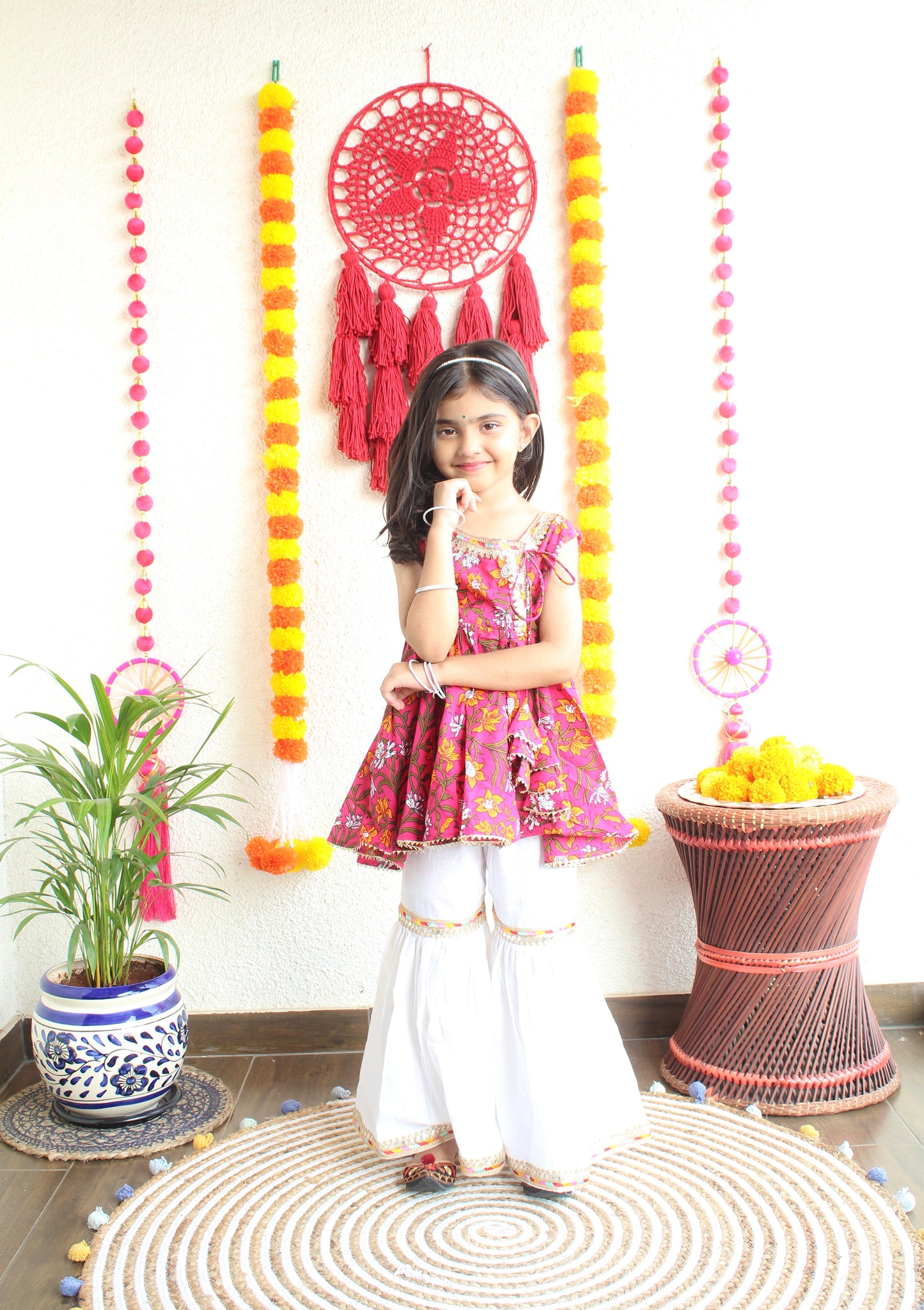 BAHAAR - Cherry Block Print Sharara Set