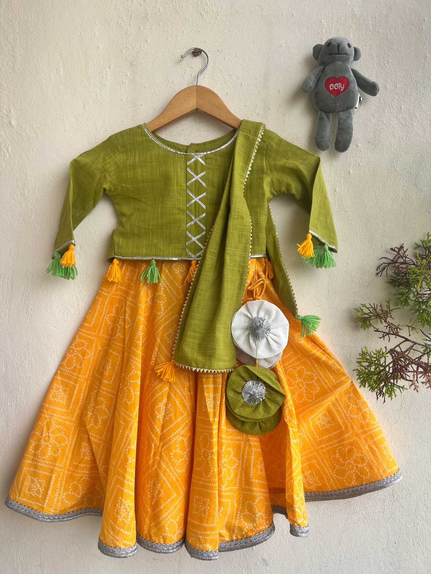 Yellow Bandhani Gotapatti Lehenga Set