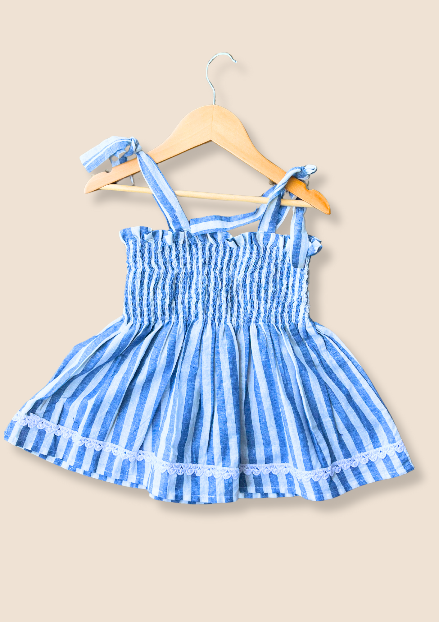 Girls Blue Striped Frock