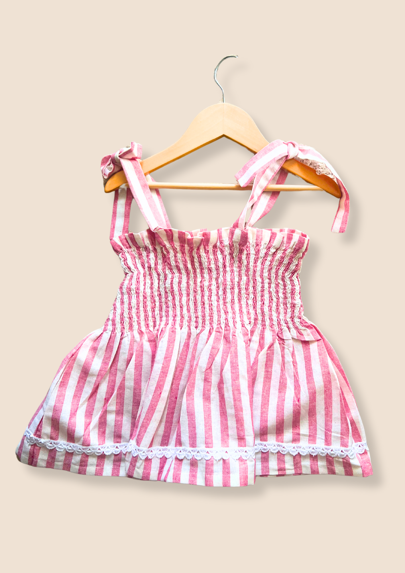 Girls Pink Striped Frock