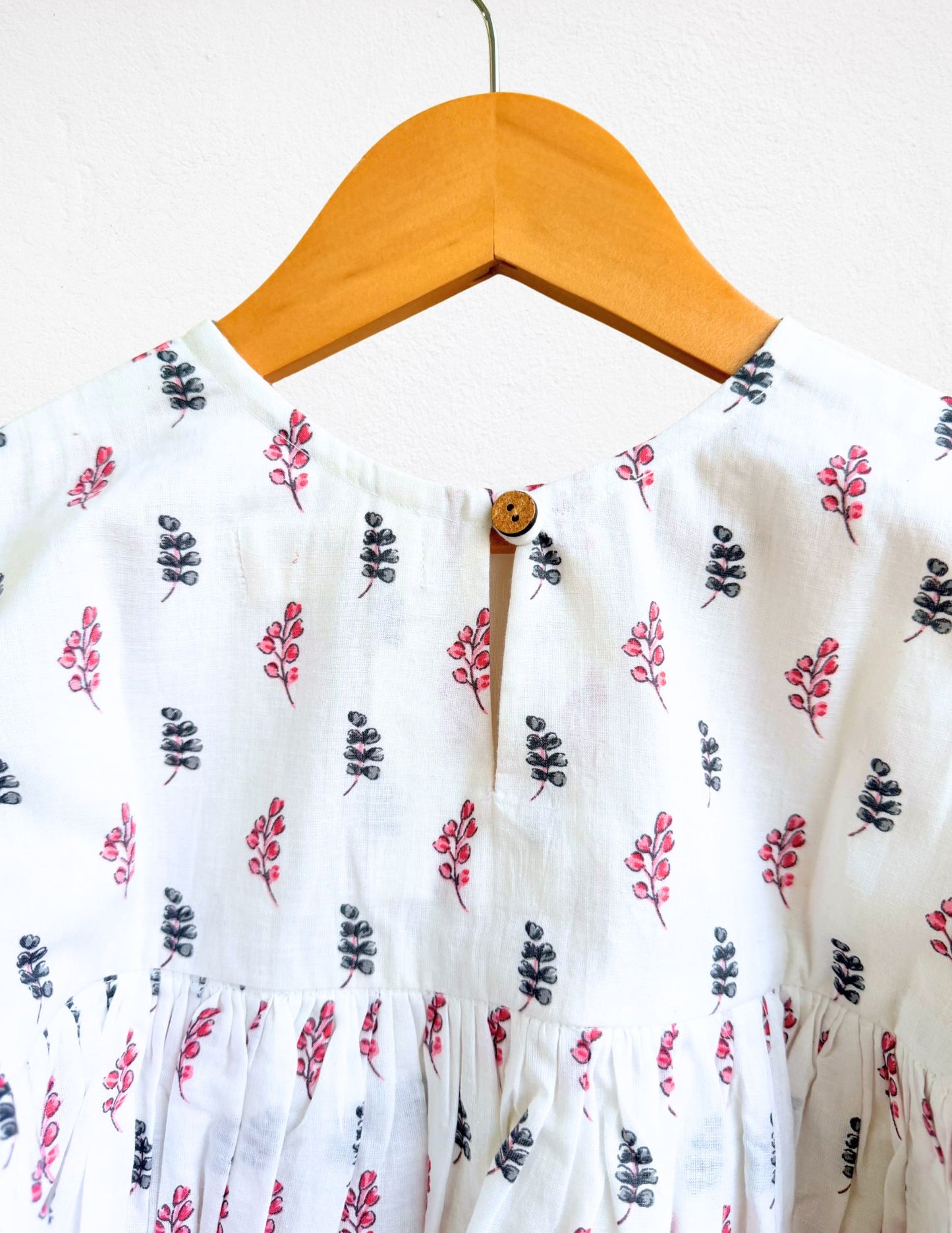 Girls White BluePink Flared Sleeves Dress