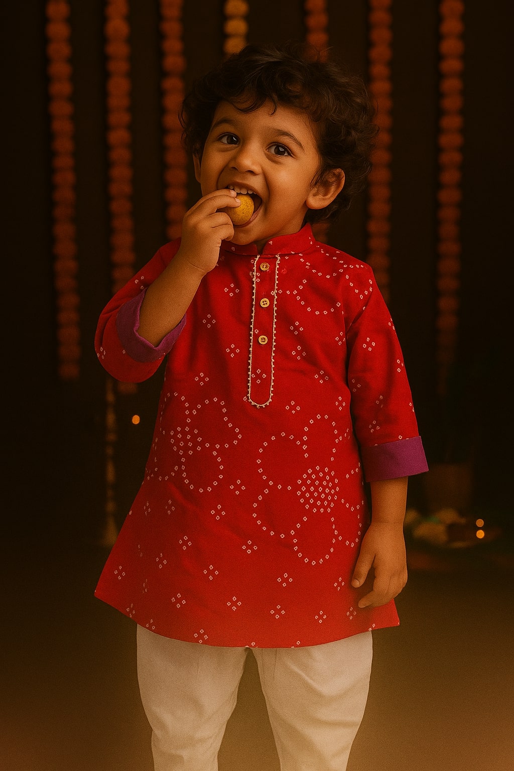 Boys Red Bandhani Short Kurta Set – Mammas Bear