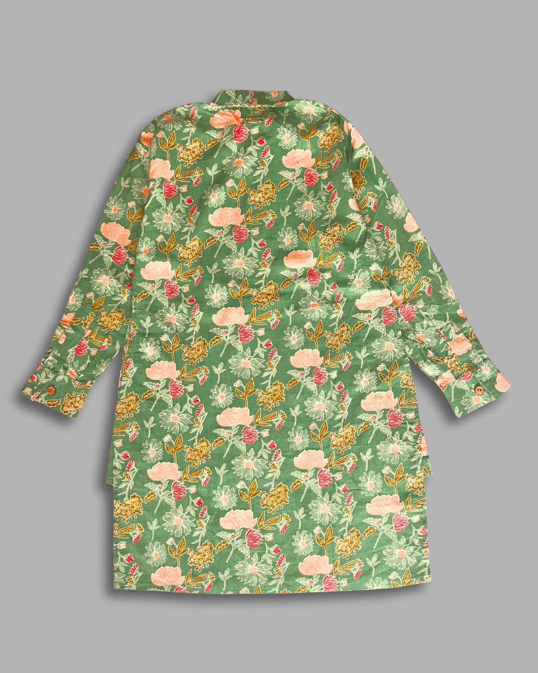 Boys Floral Kurta Pajama Set - Green