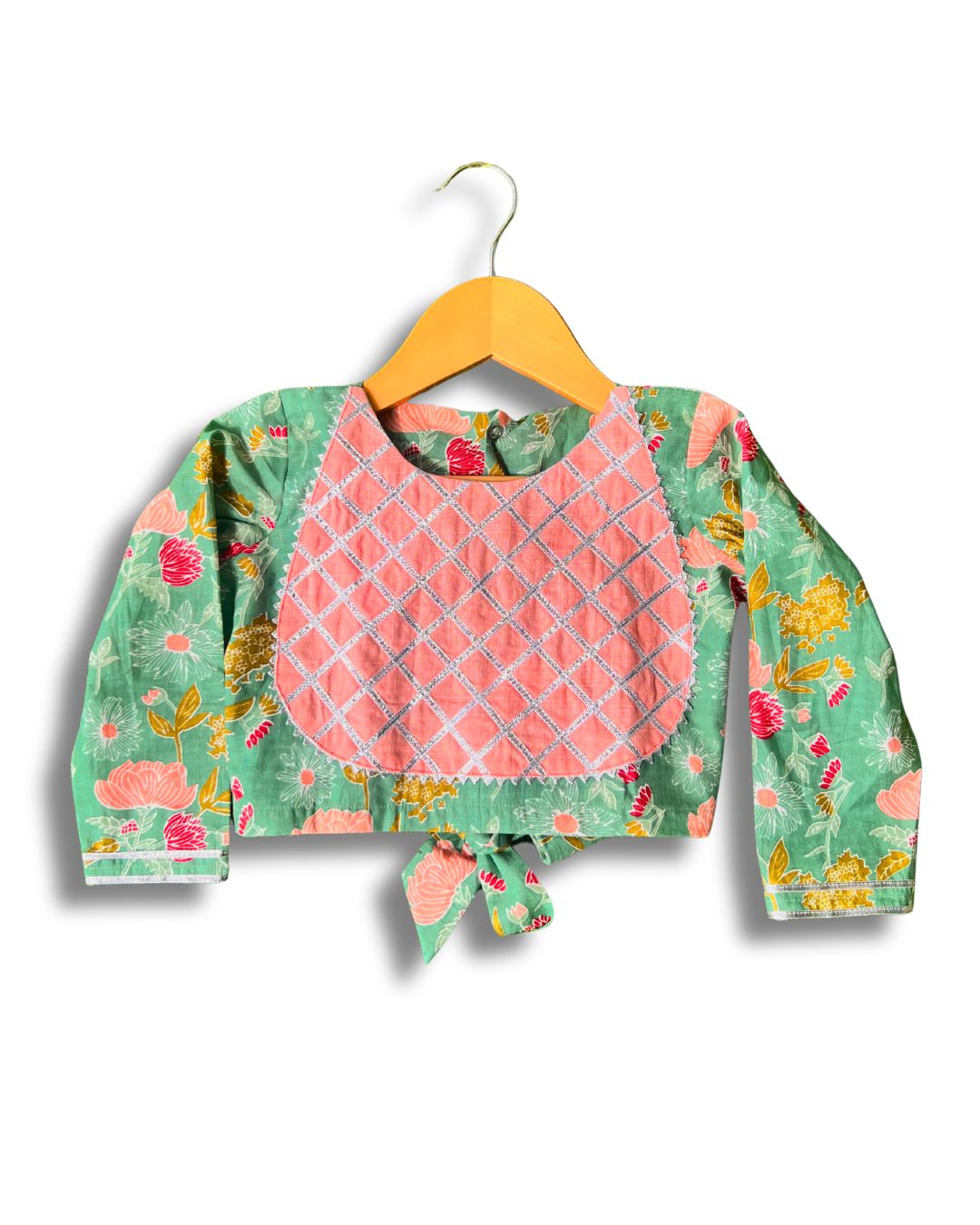 Minty Cotton Floral Lehenga Set With Dupatta