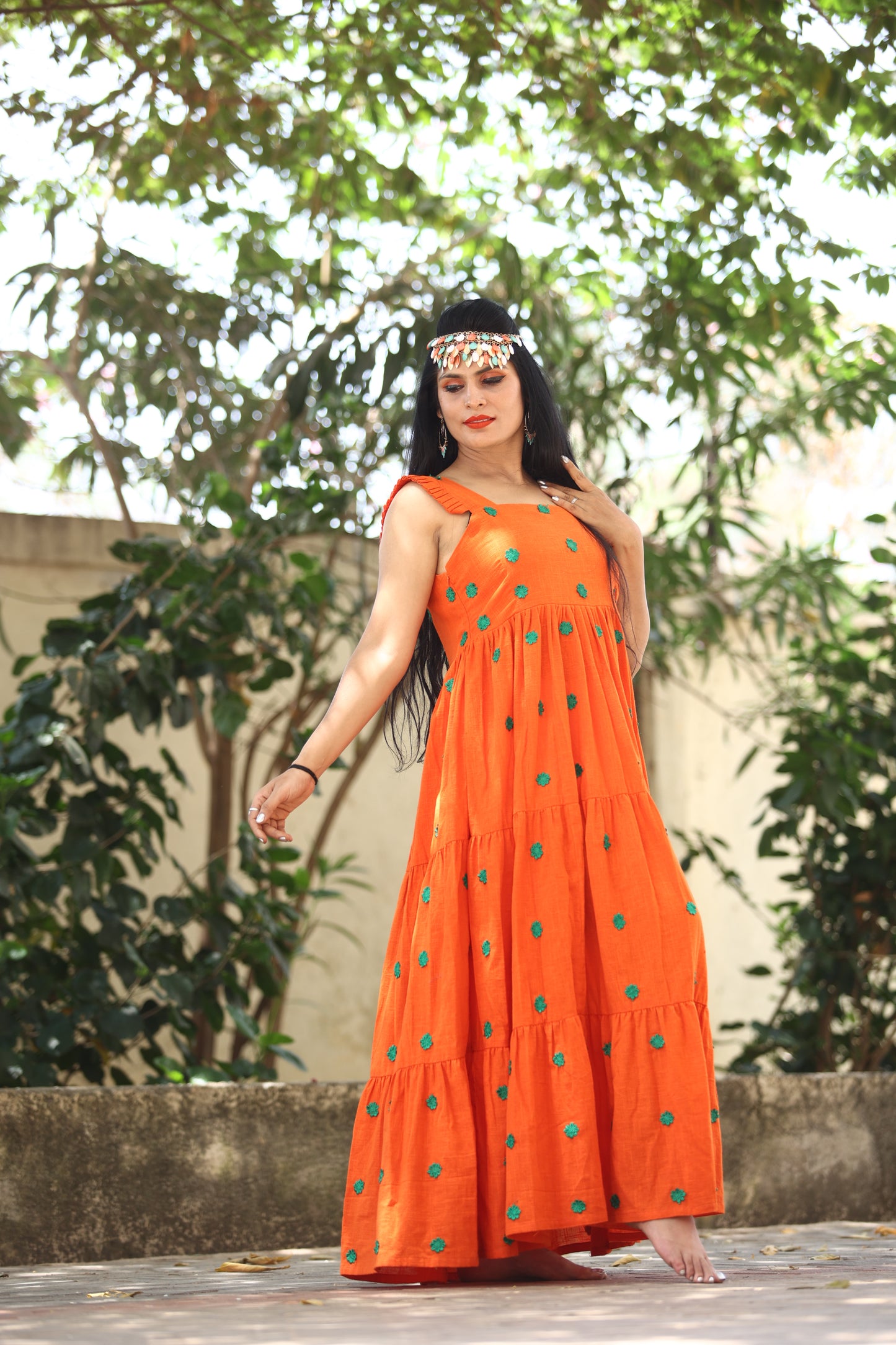 Women Tangerine Dream Flared Maxi Dress