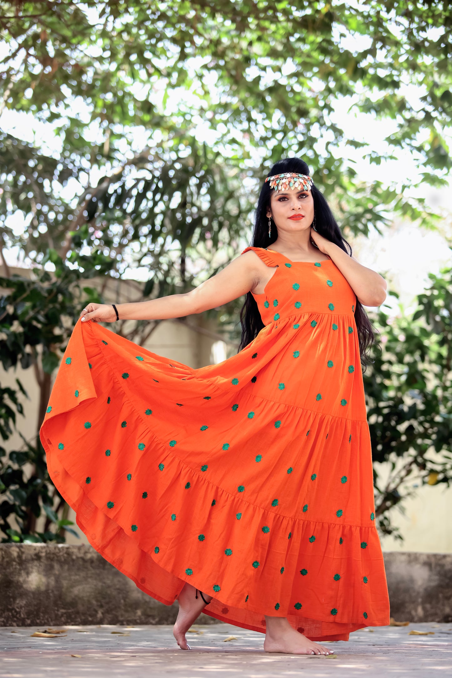 Women Tangerine Dream Flared Maxi Dress