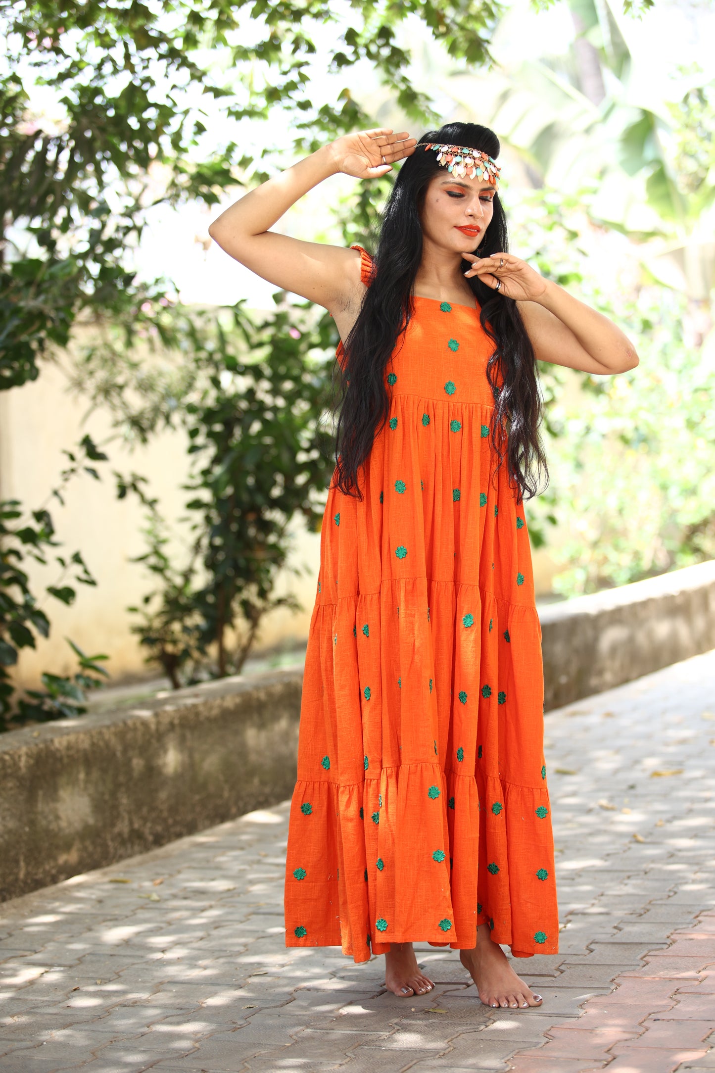 Women Tangerine Dream Flared Maxi Dress