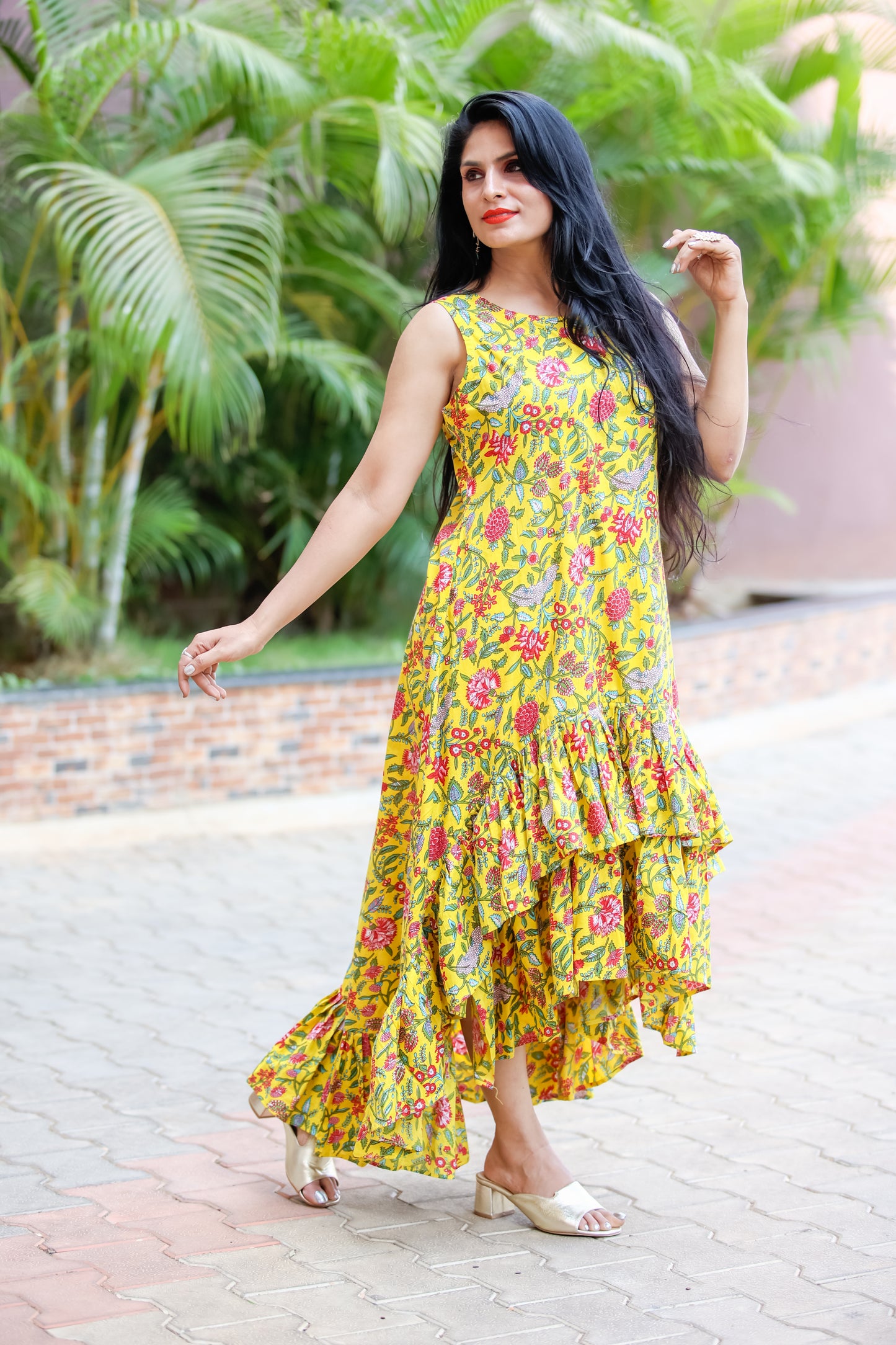 Women Flamenco Blossom High-Low Dress