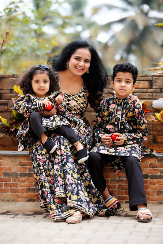 Twinning Black Floral Ethnic Wear