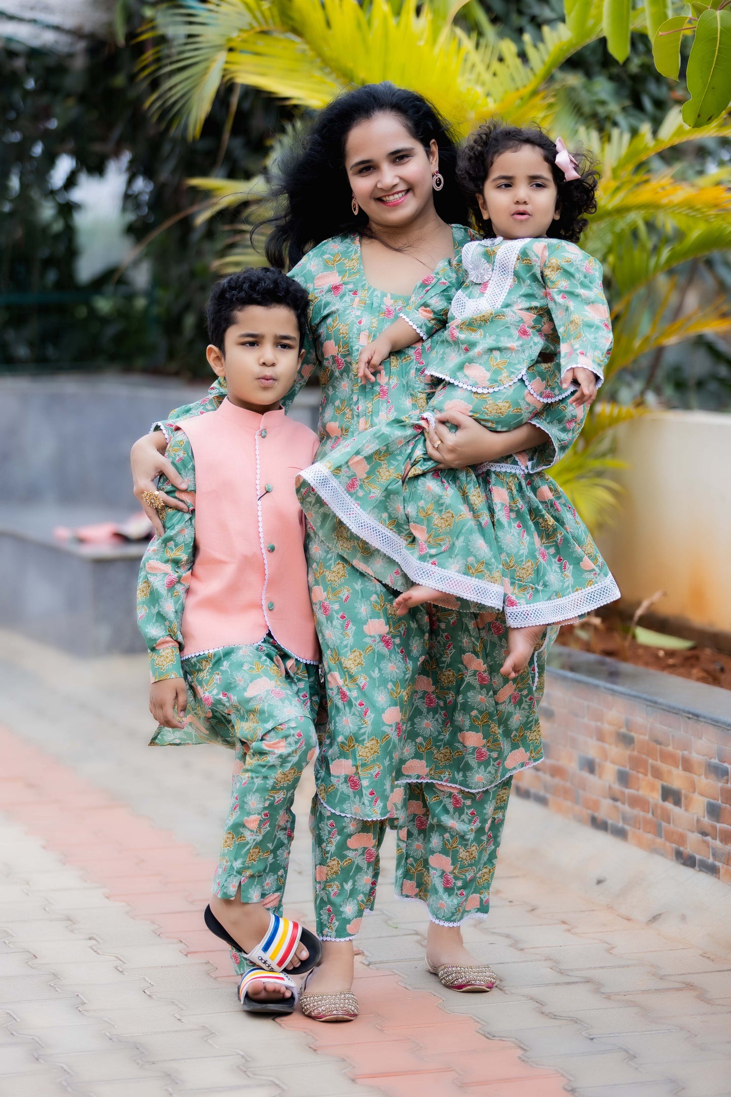 Twinning Minty Floral Ethnic Wear