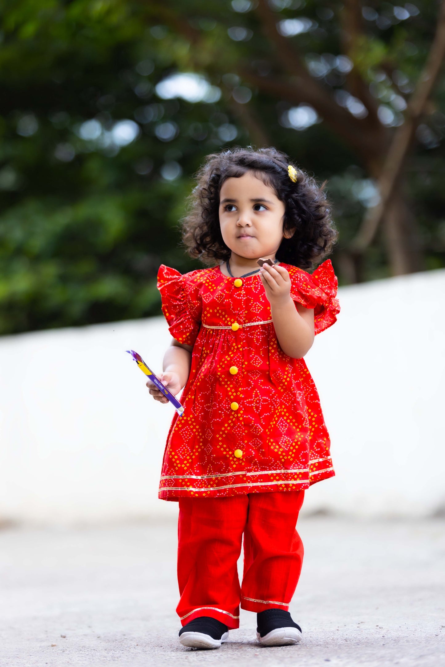 Twinning Red Bandhani Ethnic Wear