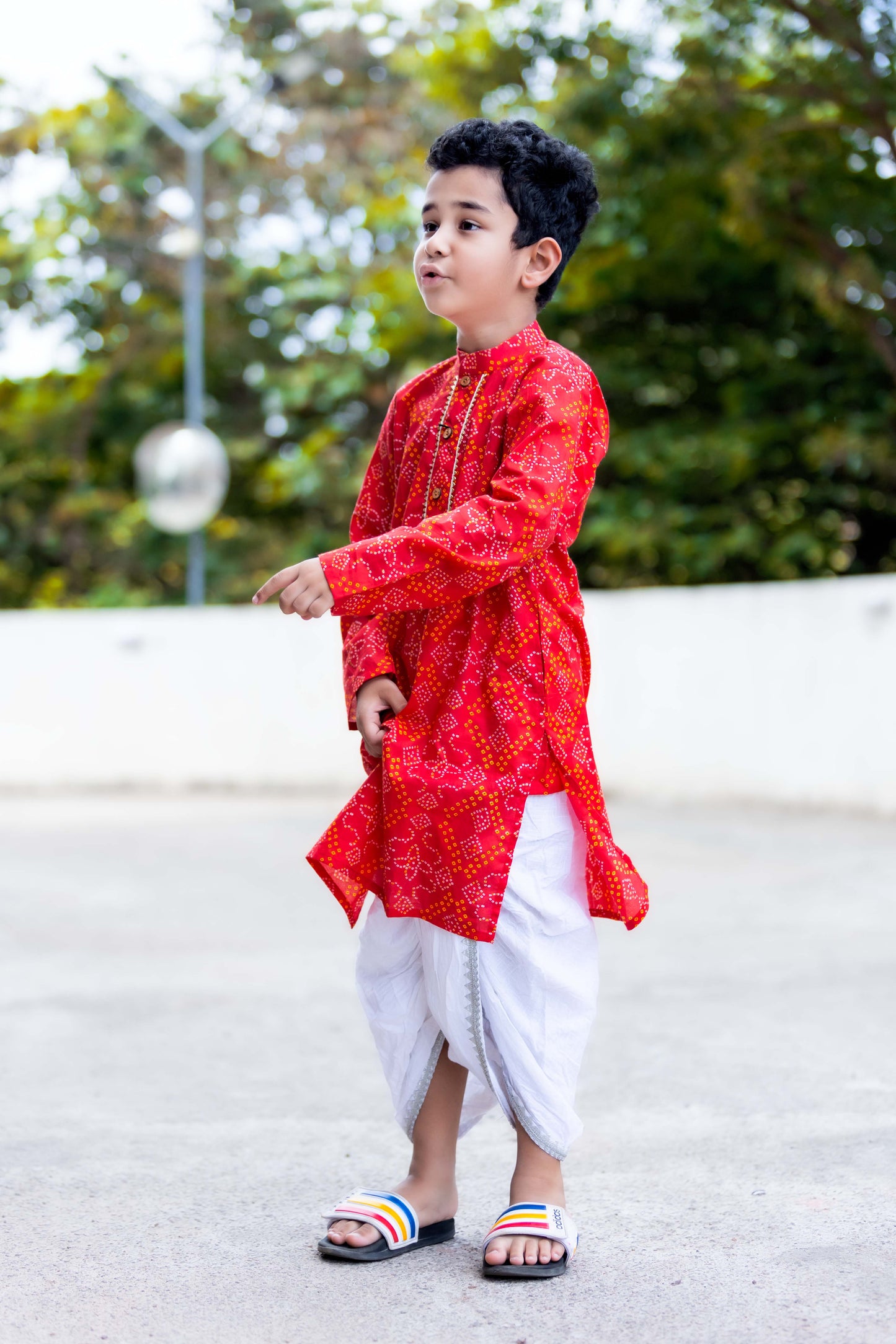 Twinning Red Bandhani Ethnic Wear