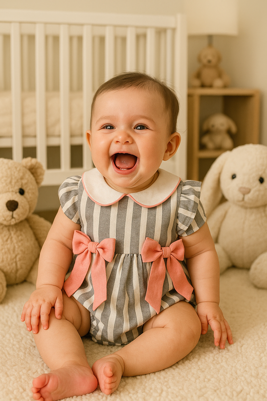 Baby Girl Frilled Black Striped Romper