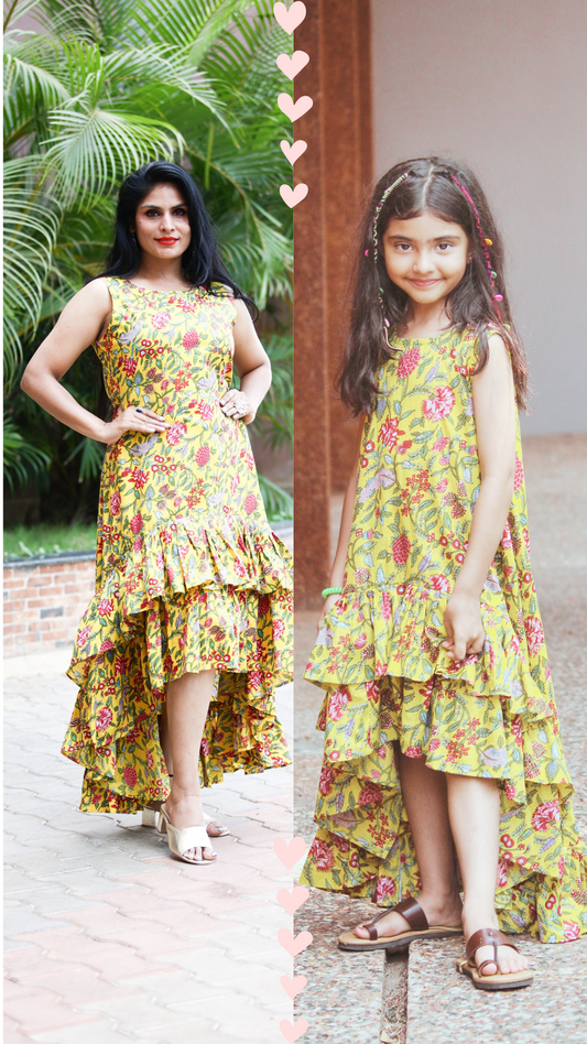 Mom-Daughter Flamenco Blossom High-Low Dress