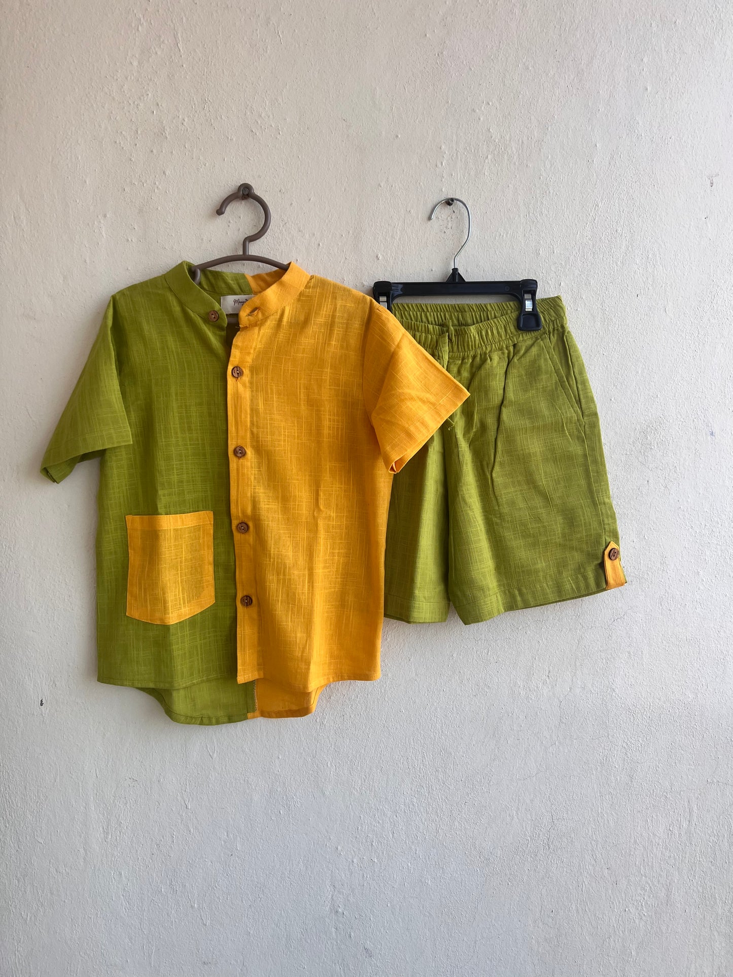 Boys Half 'n' Half Yellow Green Co-ord Set