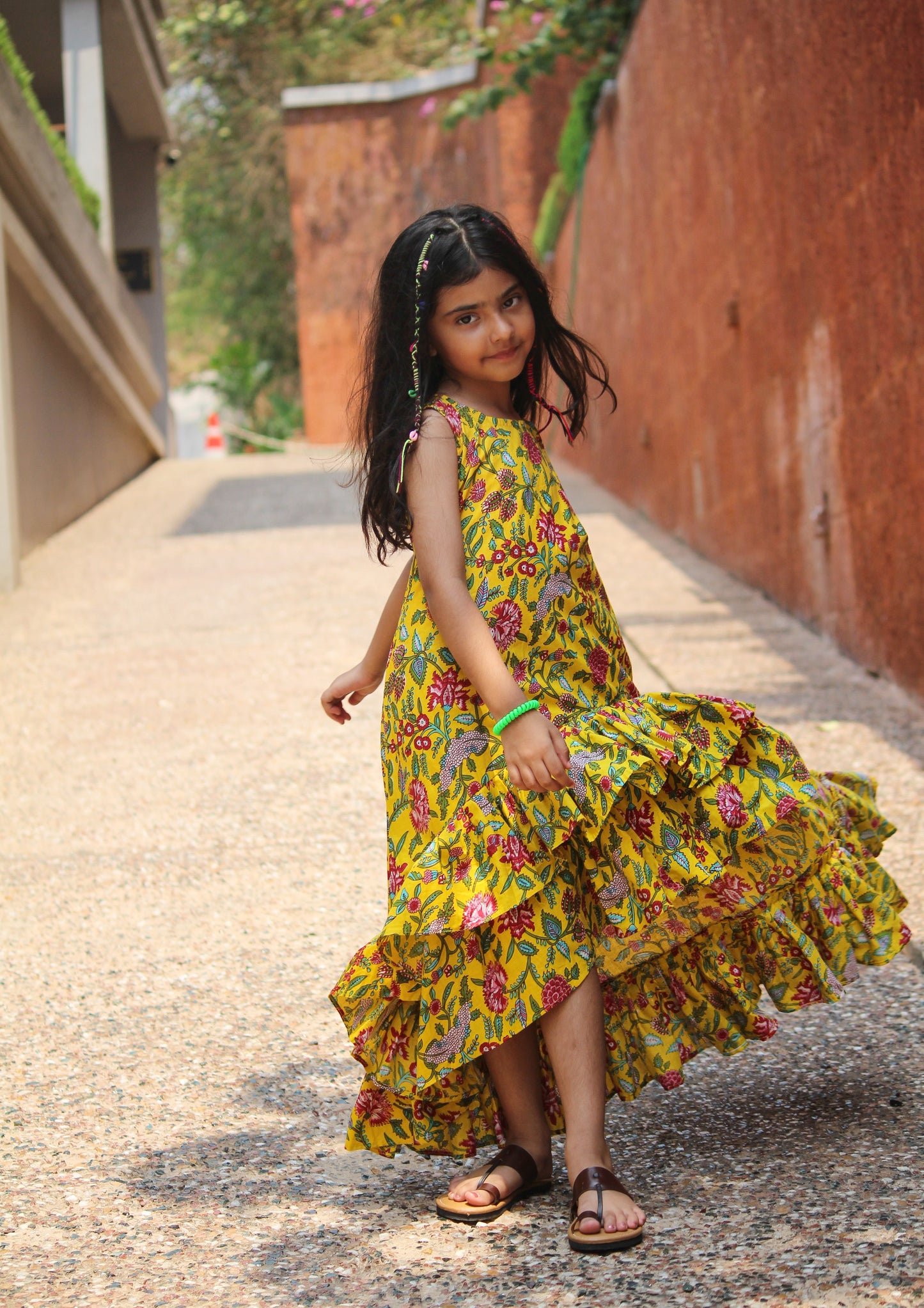 Girls Flamenco Blossom High-Low Dress