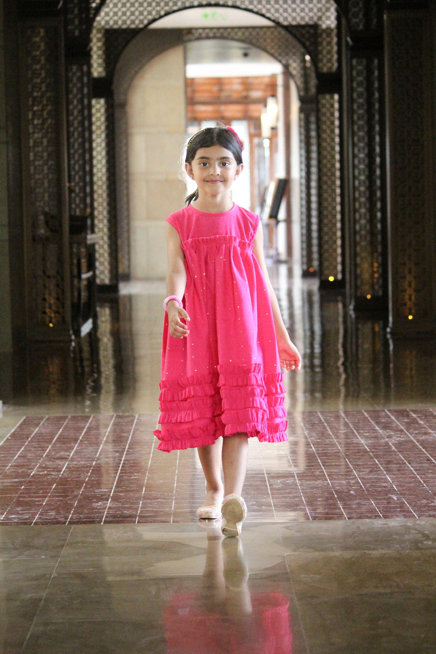 Girls Jewel Rose Cotton Dress