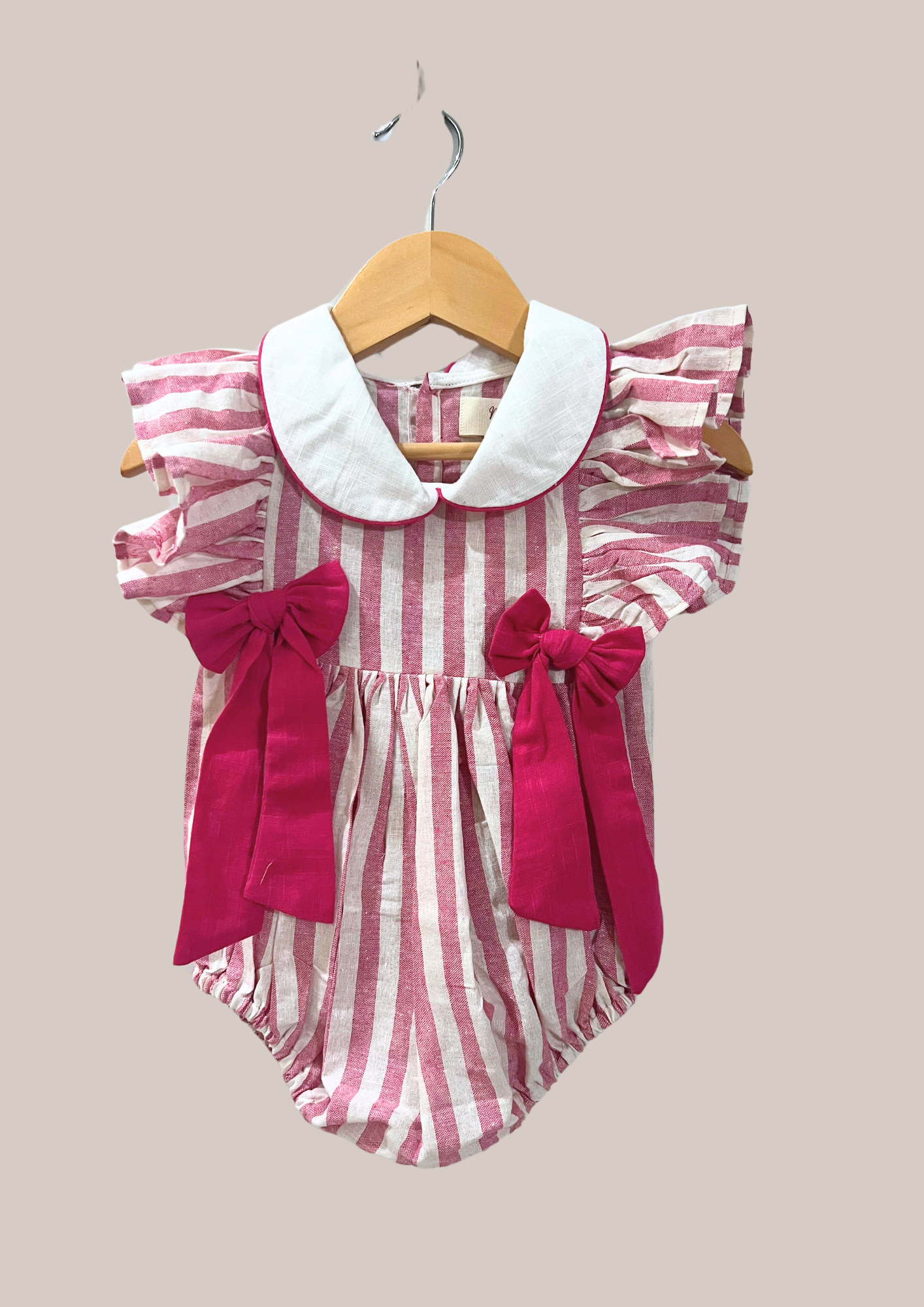 Baby Girl Frilled Pink Striped Romper