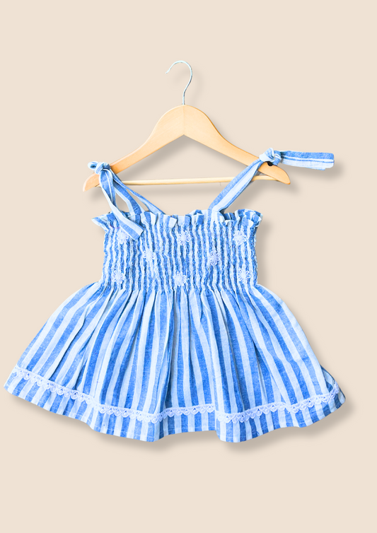 Girls Blue Striped Frock