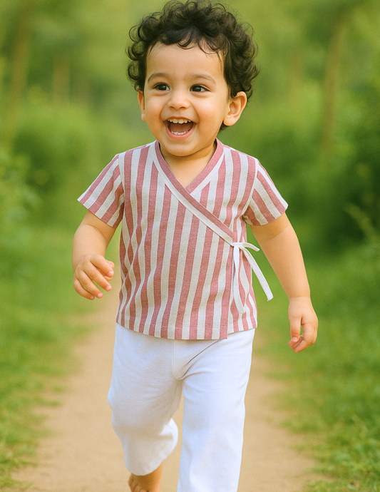 Baby Boy Pink Angrakha Coord Set