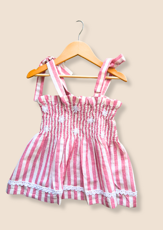 Girls Pink Striped Frock