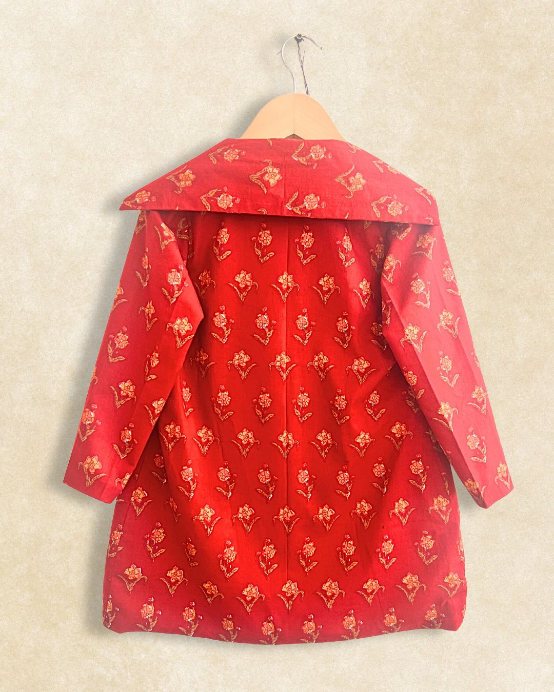 Girls Floral Maroon Trench Coat