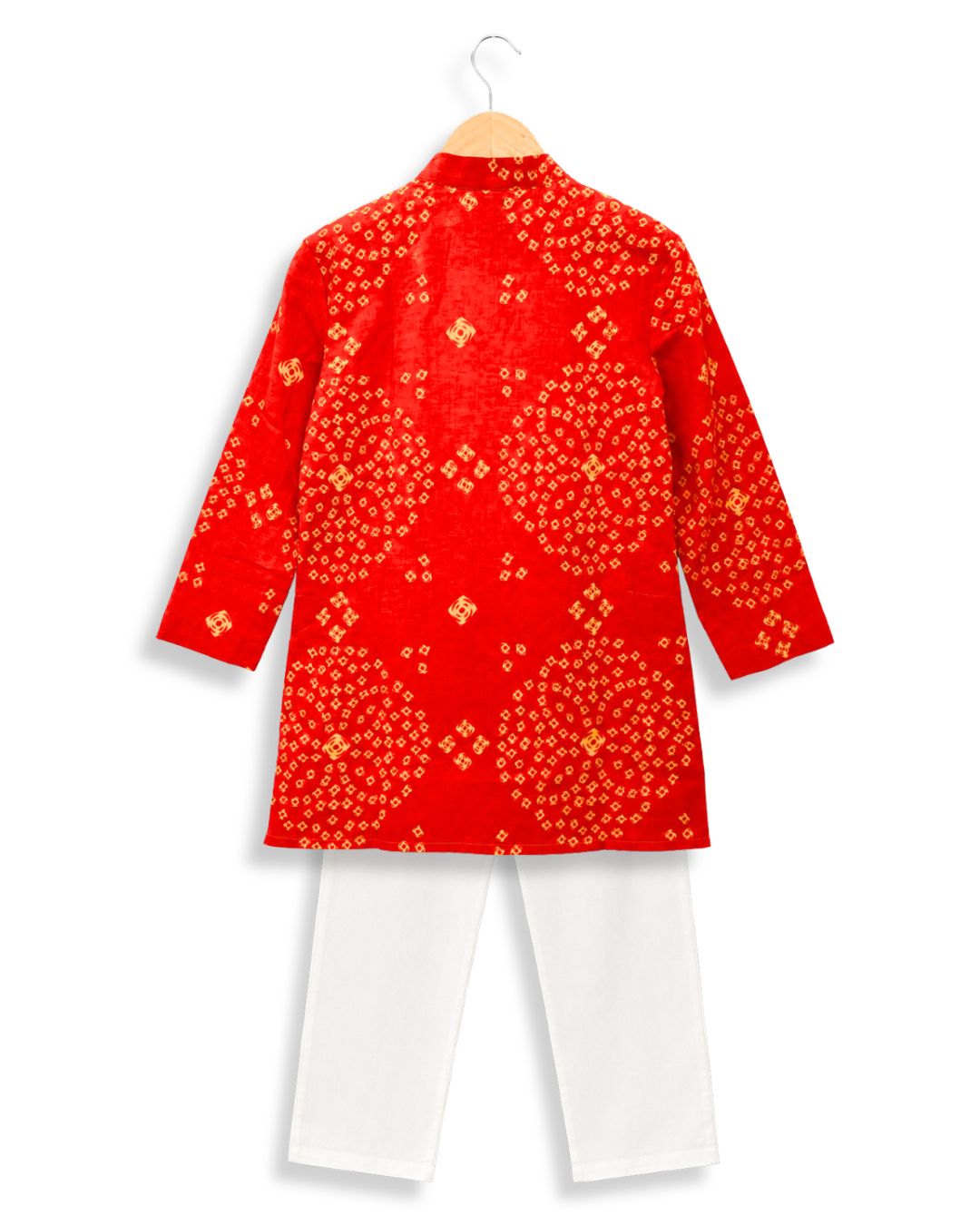 Boys Orange Bandhani Kurta Set