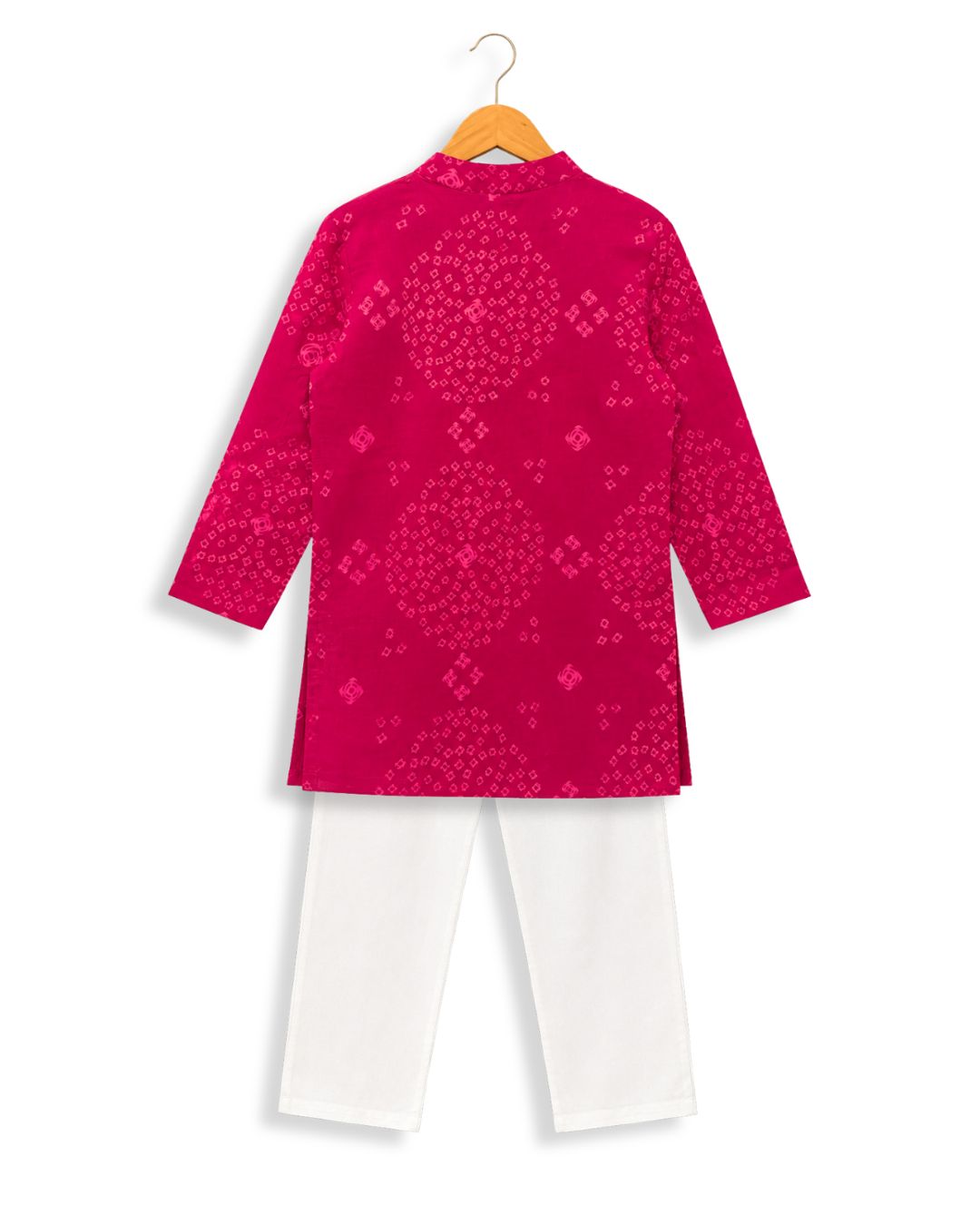 Boys Magenta Bandhani Kurta Set