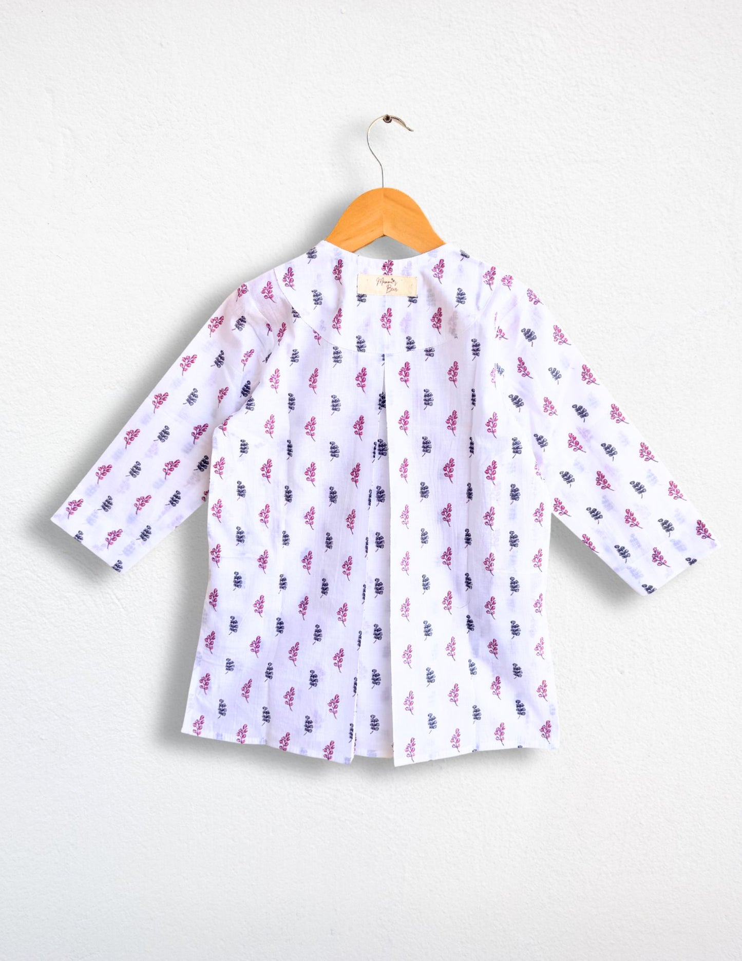 Boys White BluePinkButa Kurta Set