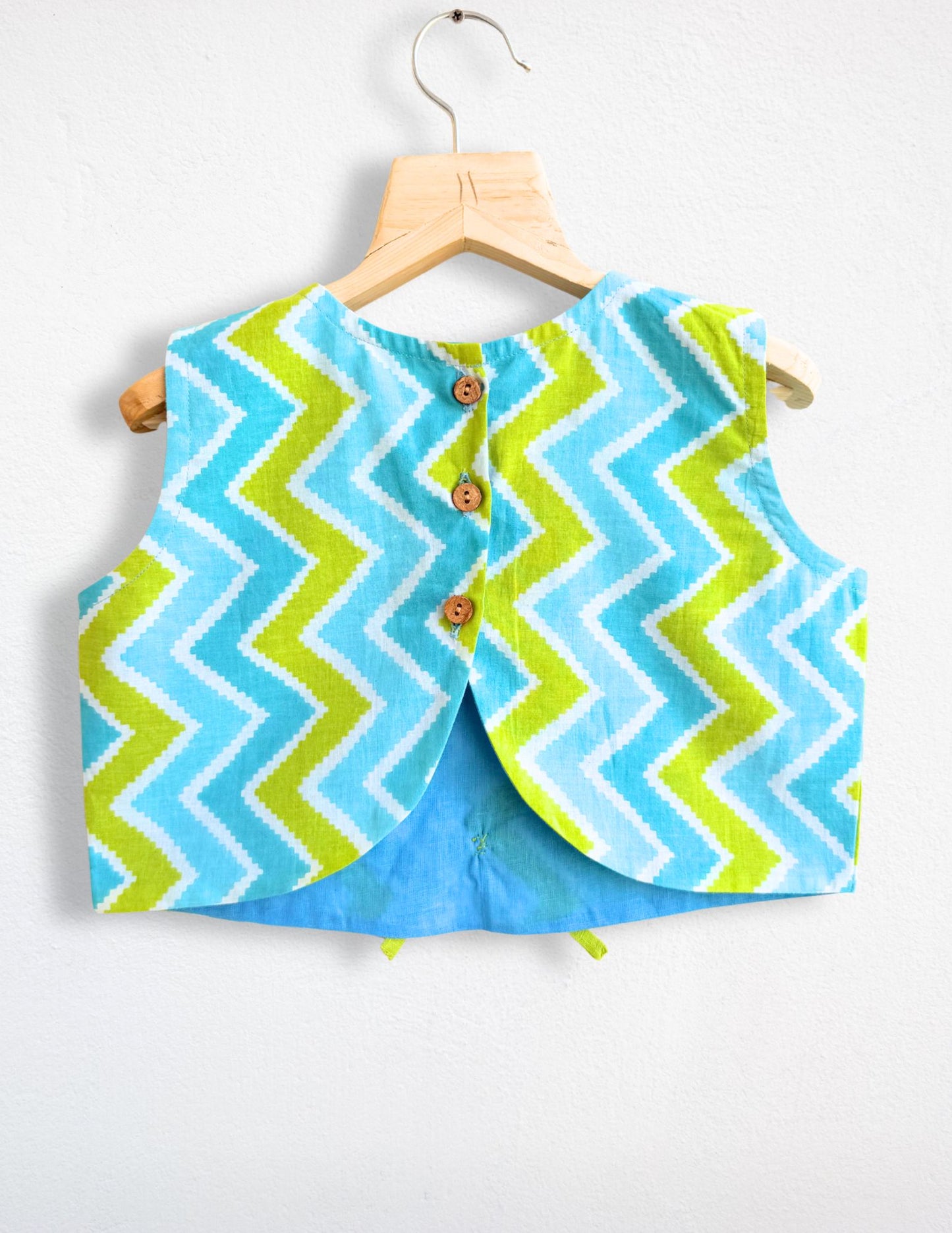 Girls Green Chevron Crop Top Set