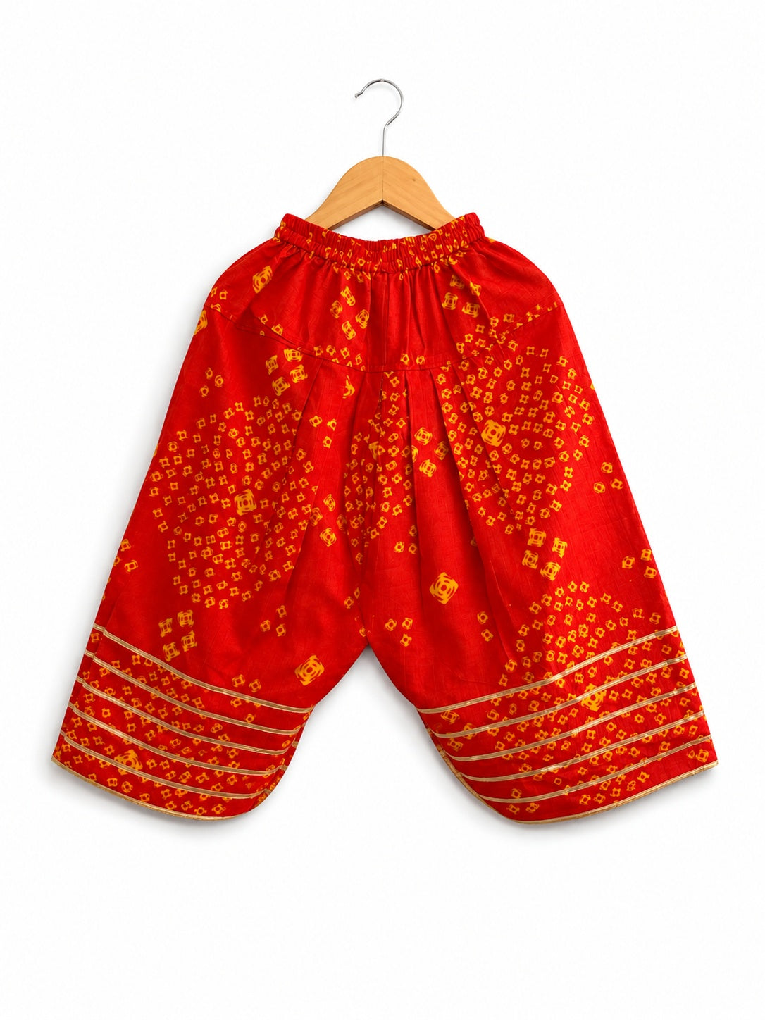 Girls Orange Bandhani Farshi Suit Set