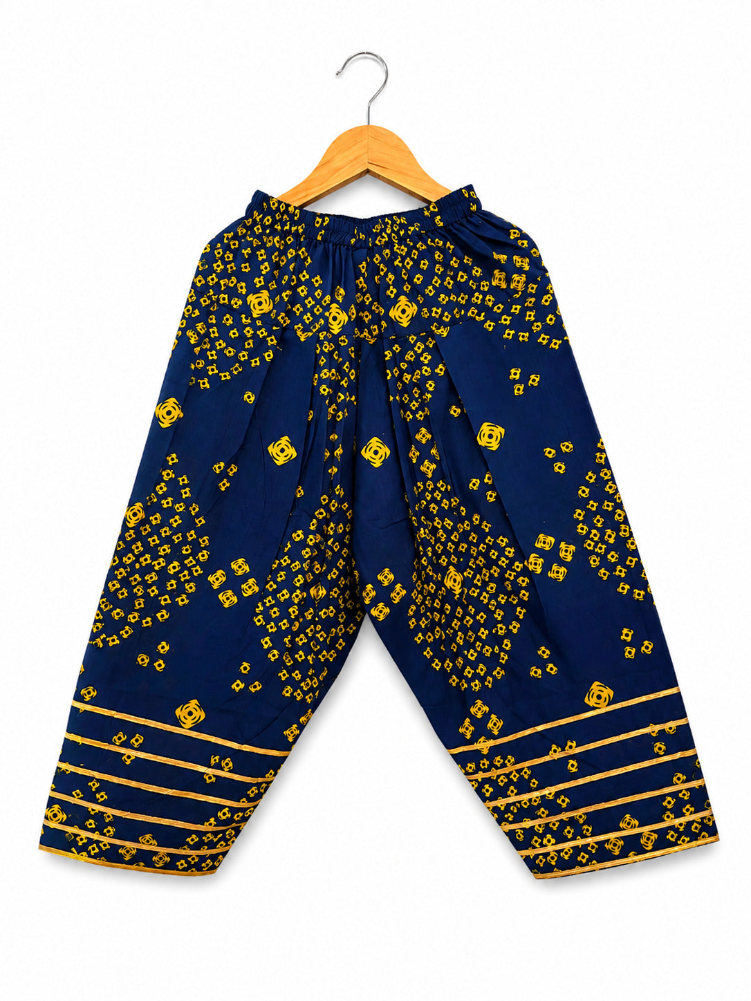 Girls Navy Bandhani Farshi Suit Set