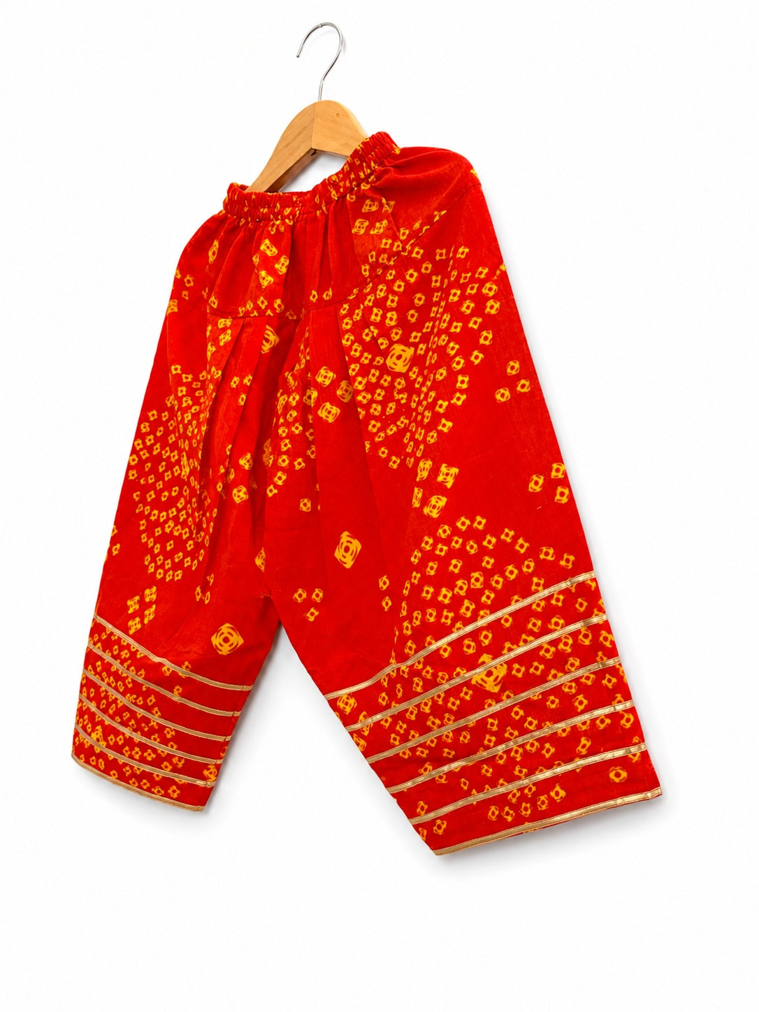 Girls Orange Bandhani Farshi Suit Set