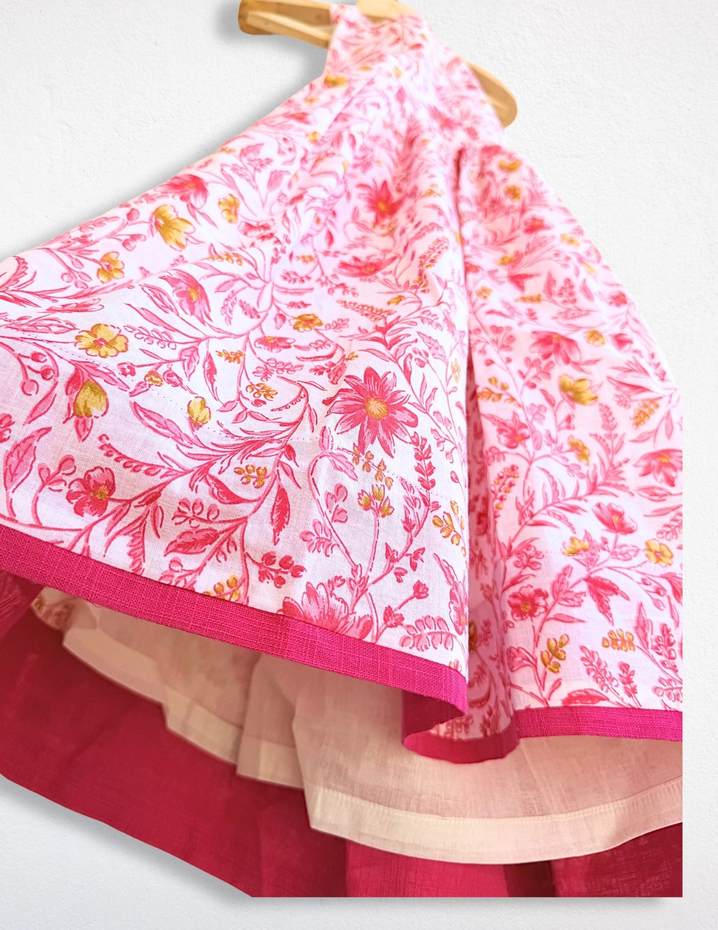 Girls pink floral backless midi dress