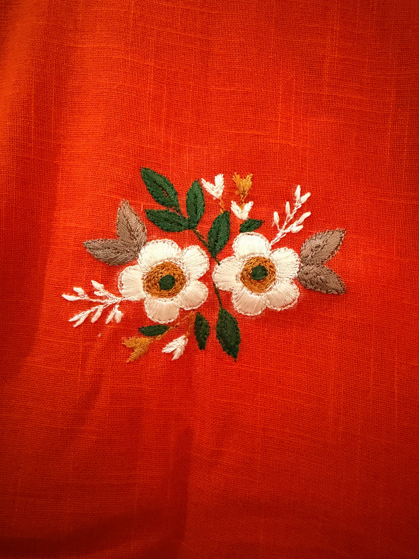 Girls Orange Flower Embroidered Coord Set