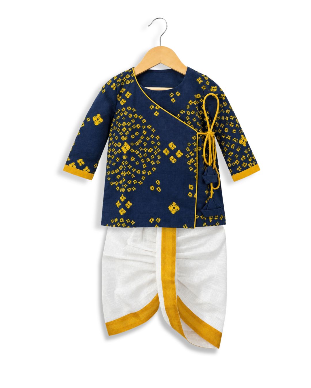 CHHOTA PANDIT ANGRAKHA DHOTI SET - NAVY BLUE