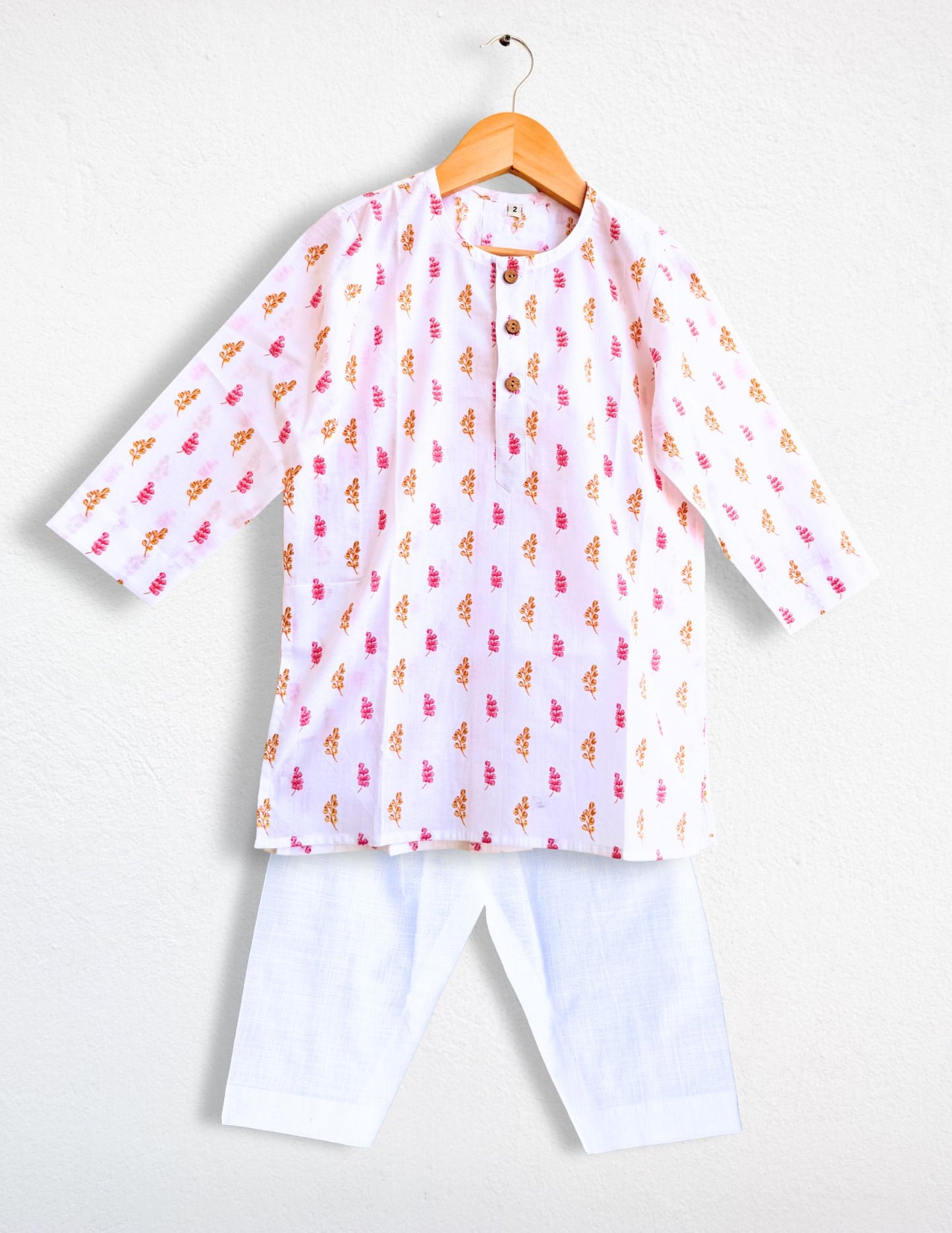 Boys_White_MustardPinkButa_Kurta_Set