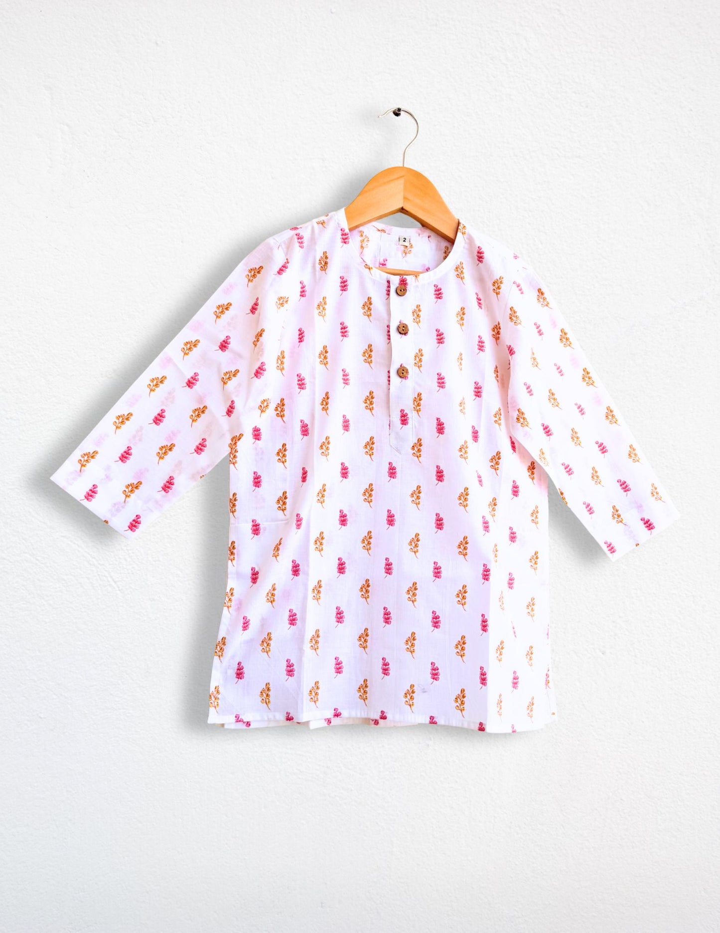 Boys_White_MustardPinkButa_Kurta_Set