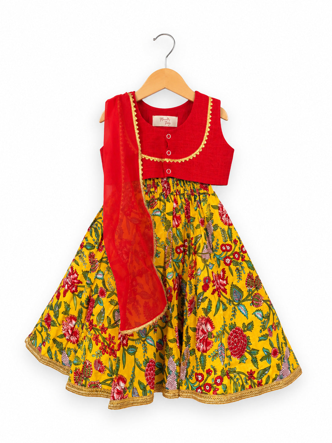 LAAL GULAAL LEHENGA SET - YELLOW AND RED