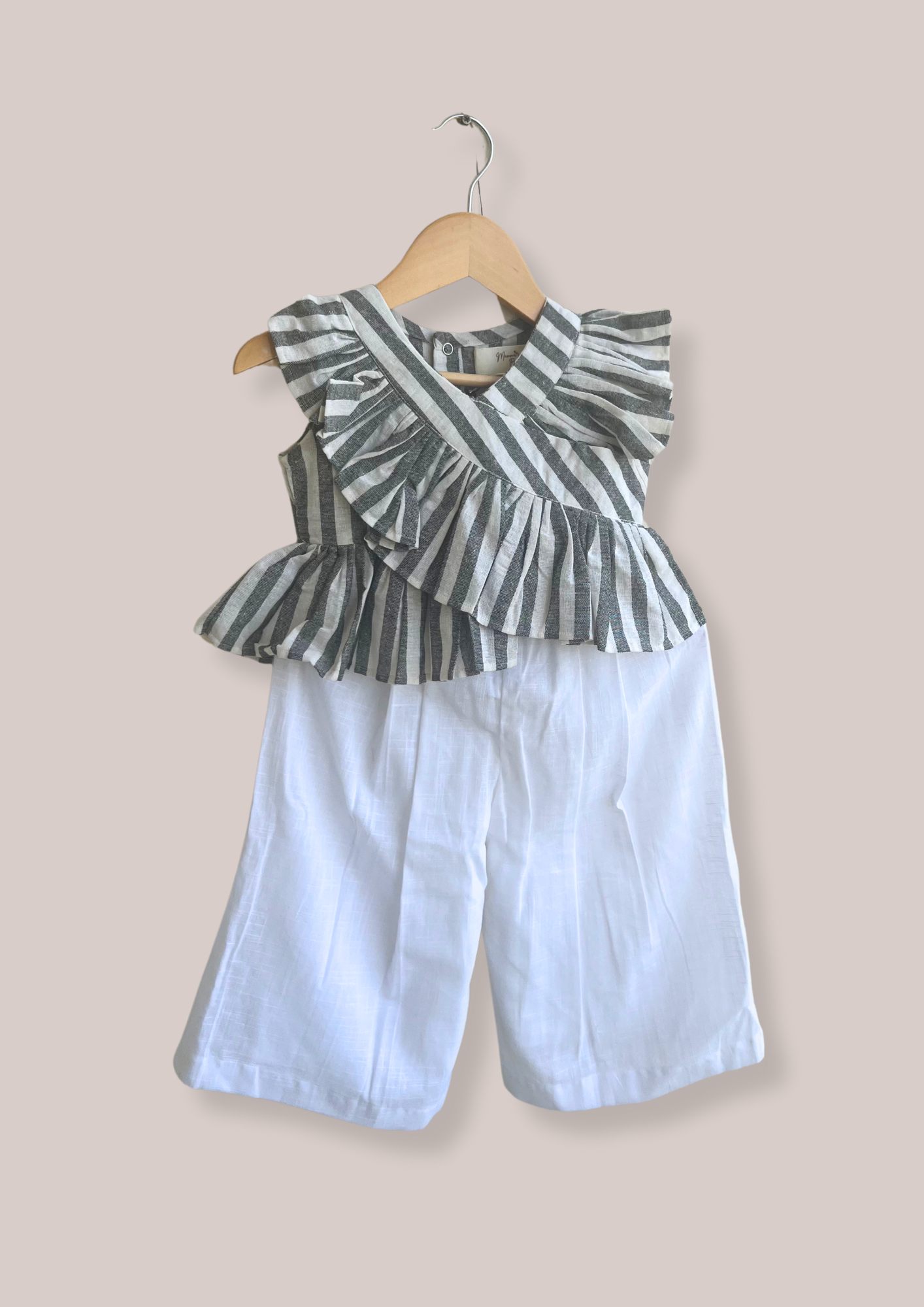 Girls Black Striped Coord Set