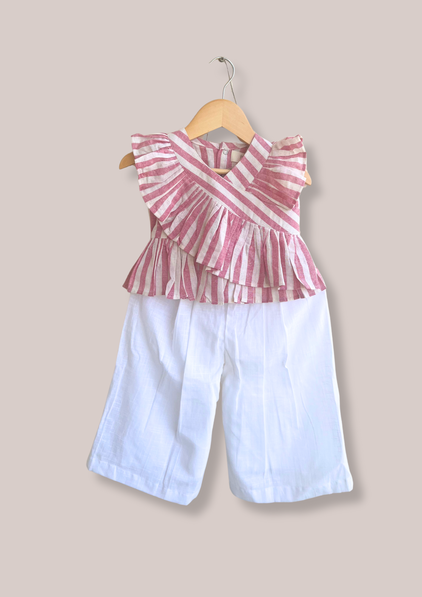 Girls Pink Striped Coord Set