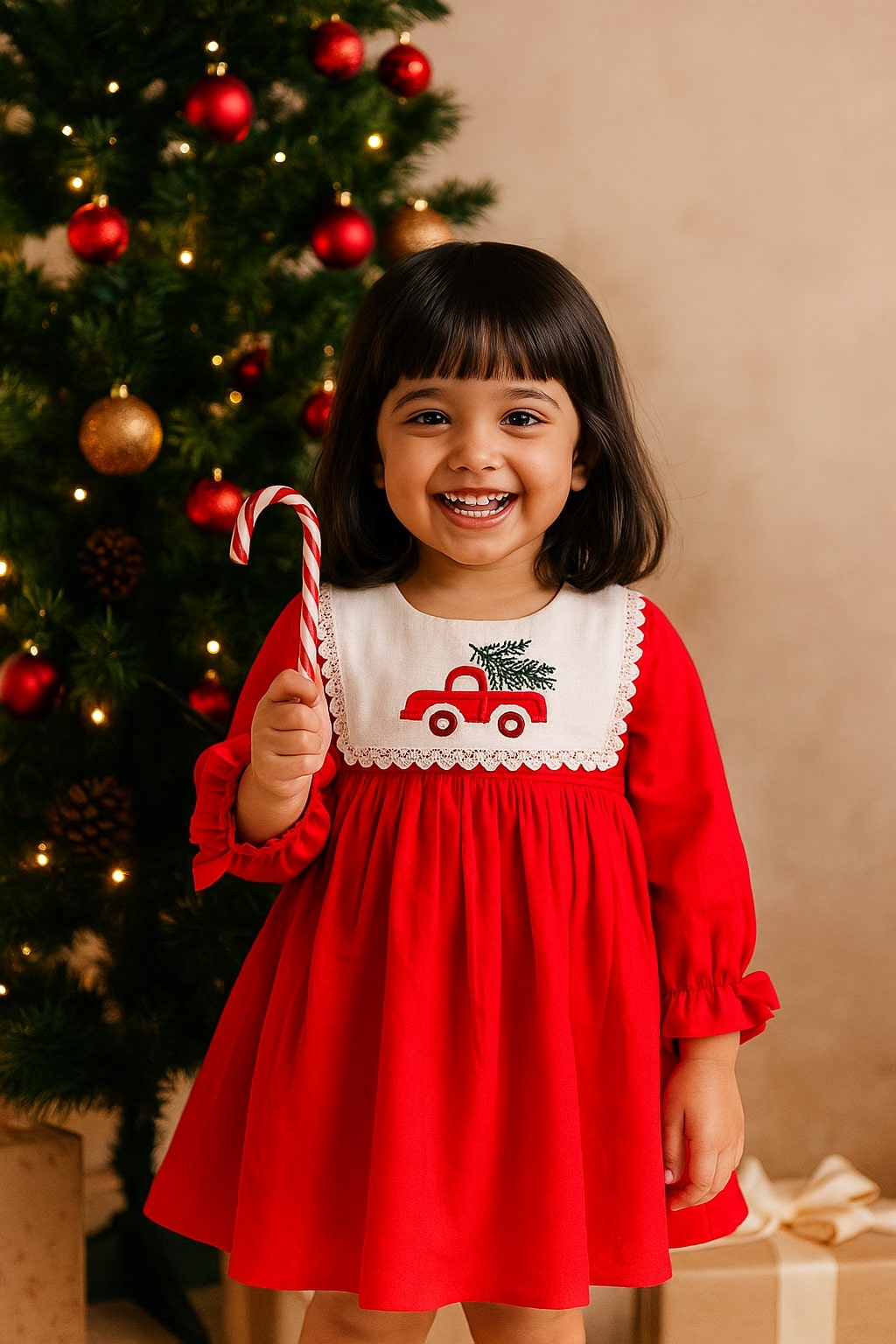 Girls Full Sleeves Joyride Embroidered Dress