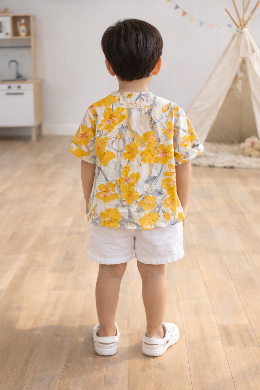 Boys yellow shirt shorts set