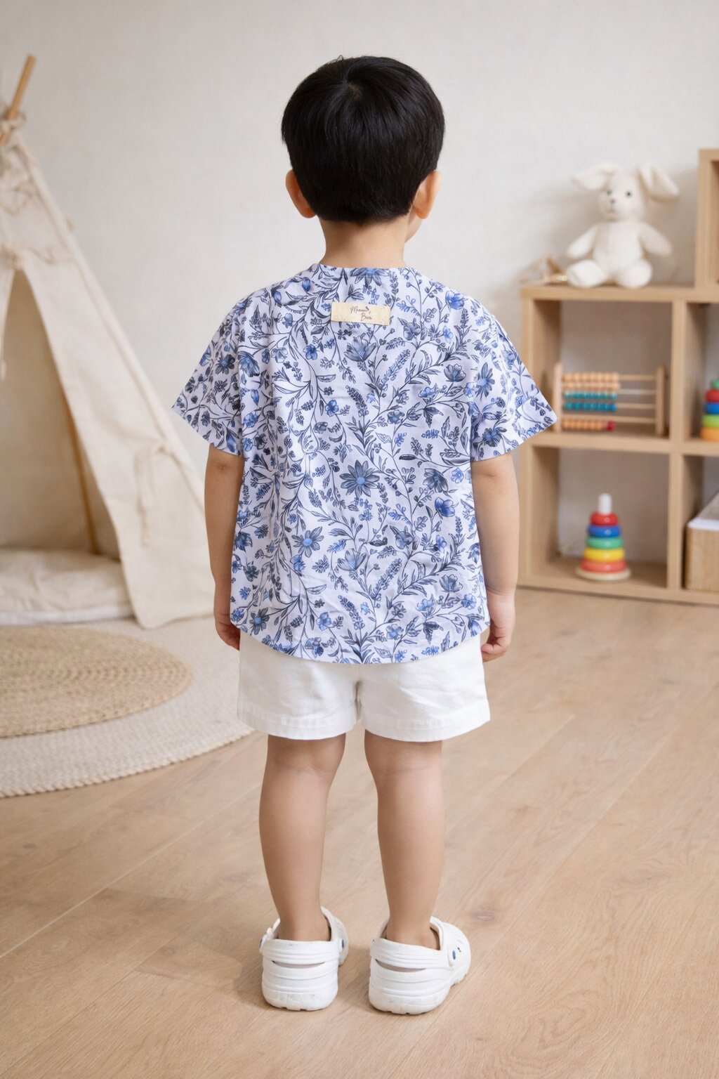 Boys blue shirt shorts set