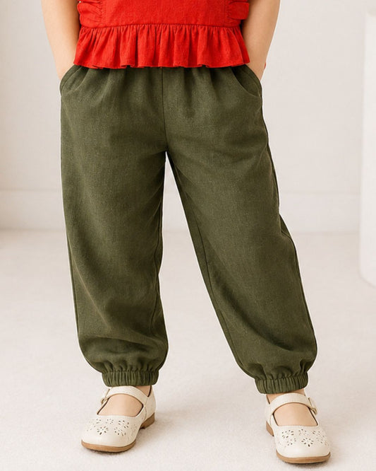 Unisex 100% Cotton Military Green Joggers