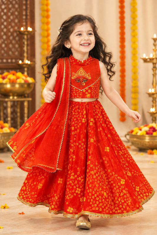 Ma Durga Lehenga Set – Orange