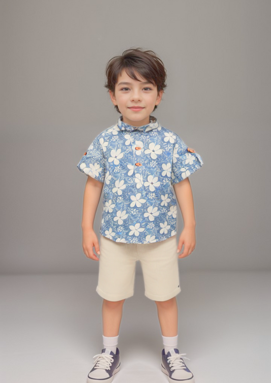 Boys Blue Floral Shirt