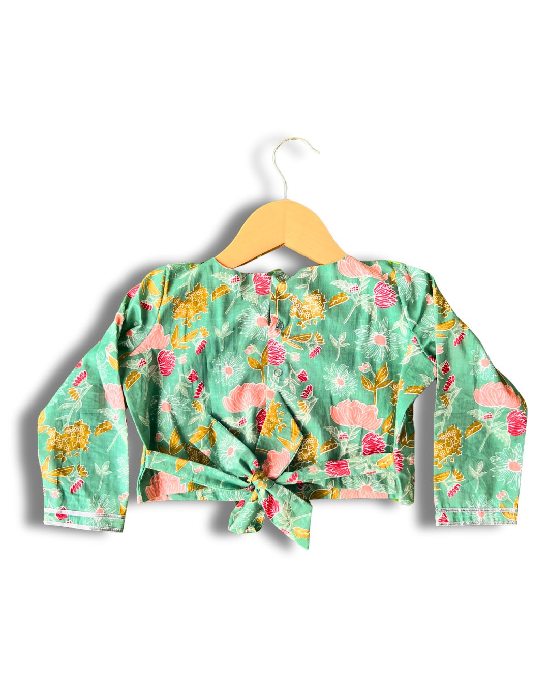 Minty Cotton Floral Lehenga Set With Dupatta