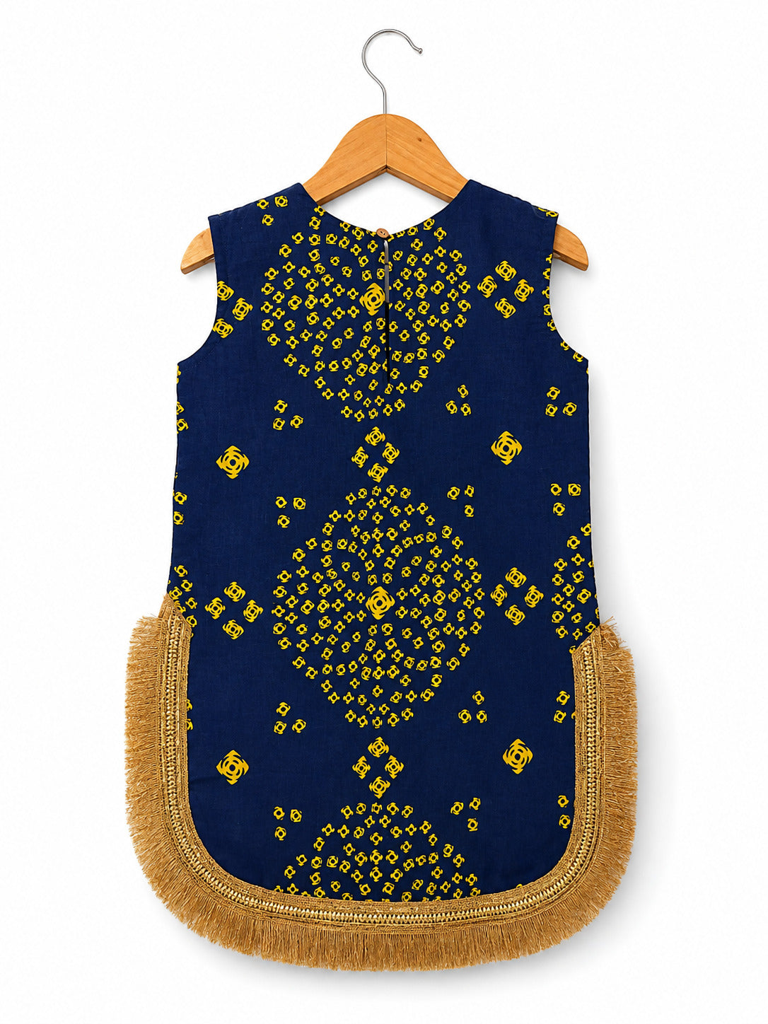 Girls Navy Bandhani Farshi Suit Set