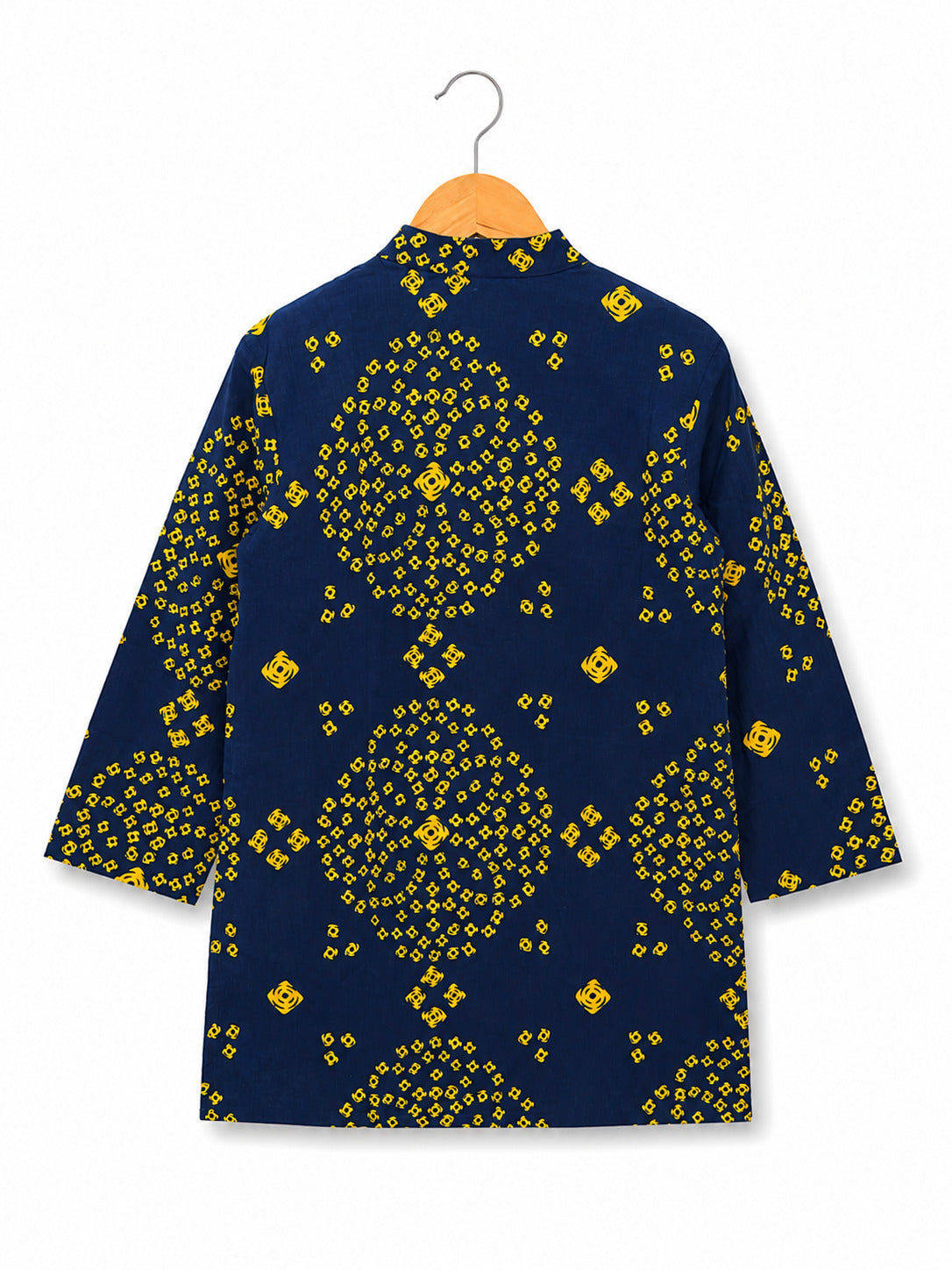 Boys Navy Bandhani Kurta Set